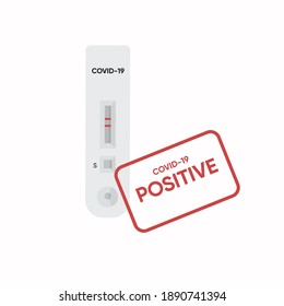 Covid-19 positive test. Vector illustration. Test with infected blood. Coronavirus concept. Sign with Positive 2019-ncov