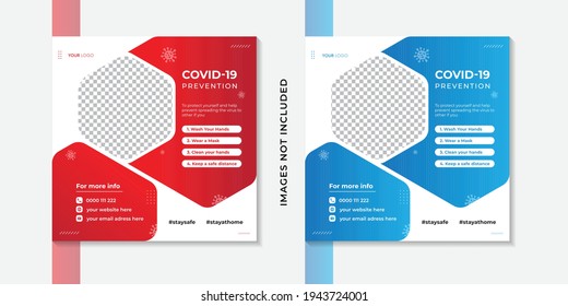 Covid19 post template design Vector