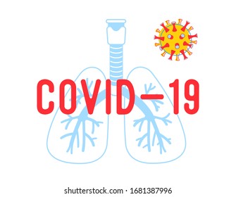 Covid-19 Poster, Medical Banner with Human Lungs, Coronavirus Cell and Typography. Mers-cov2019 Ncov Contagion Pandemic Infection Flyer, Infographics, Dangerous Biohazard. Linear Vector Illustration