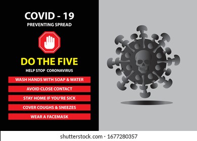 Covid-19 preventing Spread, help stop Coronavairus, do the five . important.