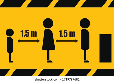 COVID-19 prevention advice Do not stay close and do distancing people. Vector design symbol for being in public.
