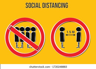 COVID-19 prevention advice Do not stay close and do distancing people. Vector design symbol for being in public.