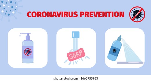 COVID-19 prevention. Coronavirus outbreak concept. Vector illustration for poster, banner, flyer. 