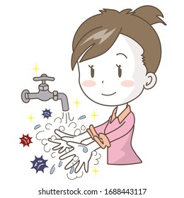 COVID-19 prevention - Girl washing her hands 