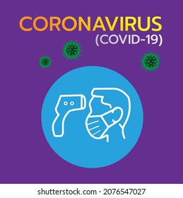 Covid-19 prevention icon illustration with text above purple background