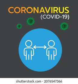 Covid-19 prevention icon illustration There is text above on a green background.
