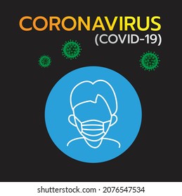 
Covid-19 prevention icon illustration There is text above on a black background.