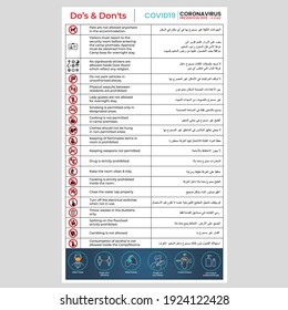 COVID19 prevention safety chart Do's and Don'ts information vector chart