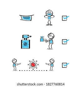 Covid-19 Prevention StickMan Figure Character