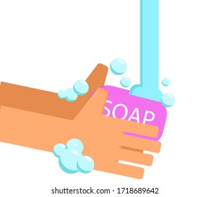 COVID-19 prevention. Wash your hands to stop coronavirus pandemic.No background.Stock illustration