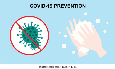 COVID-19 prevention washing hands vector illustration. Covid-19 coronavirus design concept 
background 