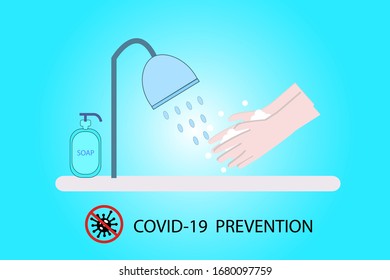 COVID-19 prevention washing hands vector illustration.Stop coronavirus. Vector illustration.