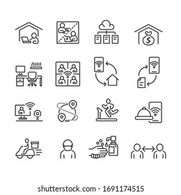 Covid-19 und Protect Icons set,Vektorillustration