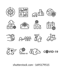 Covid-19 and Protect icons set ,Vector