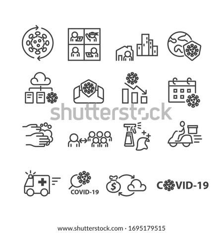 Covid-19 and Protect icons set ,Vector