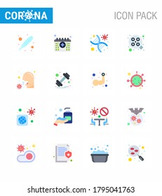 Covid-19 Protection CoronaVirus Pendamic 16 Flat Color icon set such as covid; surgical; genetics; surgery; light viral coronavirus 2019-nov disease Vector Design Elements