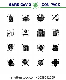 Covid-19 Protection CoronaVirus Pendamic 16 Solid Glyph Black icon set such as hospital; virus; medicine; transmission; dropper viral coronavirus 2019-nov disease Vector Design Elements