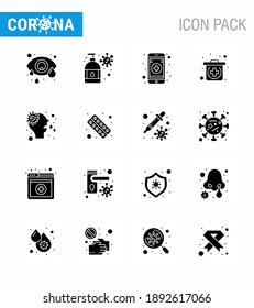 Covid-19 Protection CoronaVirus Pendamic 16 Solid Glyph Black icon set such as virus; nose; medical; allergy; kit viral coronavirus 2019-nov disease Vector Design Elements