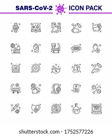 Covid-19 Protection CoronaVirus Pendamic 25 line icon set such as soap; cleaning; search; hand spray; washing viral coronavirus 2019-nov disease Vector Design Elements