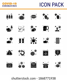 Covid-19 Protection CoronaVirus Pendamic 25 Solid Glyph icon set such as infect; disease; covid; dirty; bacteria viral coronavirus 2019-nov disease Vector Design Elements