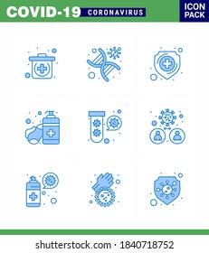 Covid-19 Protection CoronaVirus Pendamic 9 Blue icon set such as elucation; hands care; protection; sanitizer; soap viral coronavirus 2019-nov disease Vector Design Elements