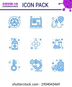Covid-19 Protection CoronaVirus Pendamic 9 Blue icon set such as bone; handcare; appointment; hand; spray viral coronavirus 2019-nov disease Vector Design Elements