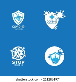 Covid-19 protection logo vector illustration