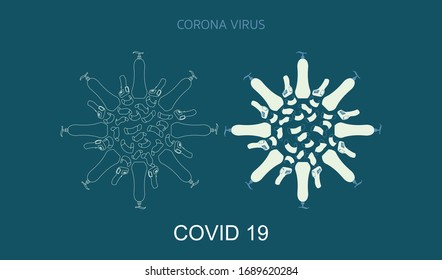 Covid19 protection things in wheel that look alike virus shape vector illustration art