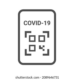 Covid-19 qr code black vector icon. Covid digital certificate symbol.