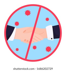 COVID-19. Quarantine in the city. Coronavirus epidemic. No handshake vector icon on a white background. Prohibition sign