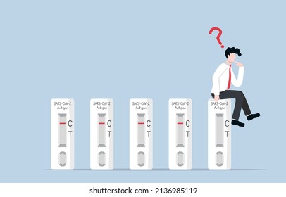 Covid-19 Rapid Antigen Testing Before Being Allowed To Work Concept. Businessman Waited For His Result Of Covid Test From Using ATK Kit.