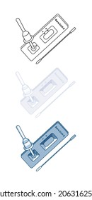 Covid-19 Prueba rápida de antígeno trío ilustración vectorial en la versión de contorno y color
