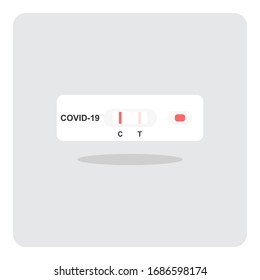 Covid-19 Rapid Test Kit, Test Result Coronavirus Disease 2019, Vector Design Of Flat Icon On Isolated Background.