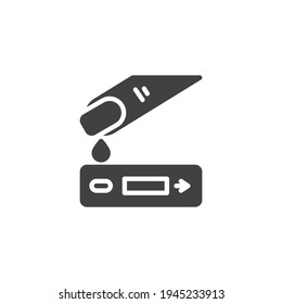 COVID-19 Schnelltest Vektorsymbol. volles Flachzeichen für mobiles Konzept und Webdesign. Symbol für die Glyphe der Bluttests mit Coronavirus. Symbol, Logo-Abbildung. Vektorgrafik