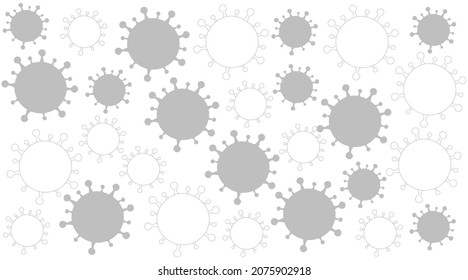 Covid-19 rectangle background of grey and white germs covering entire frame. Sickness, unhealthy, pandemic. 