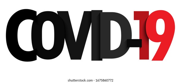 COVID-19 red and gray vector typography banner