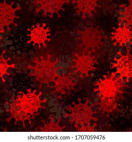 Covid-19 red seamless pattern. Coronavirus texture. Vector background for web page, banners backdrop, fabric, wrapping.