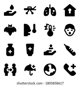 Paquete de iconos sólidos relacionados con COVID-19