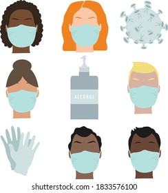 COVID-19 Safety bundle, digital illustrations
