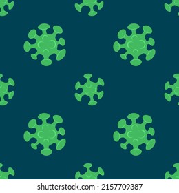Covid-19 seamless pattern. Vector image of a coronavirus. Pandemic and the spread of the virus. Illustration with bacteria on a dark background.
