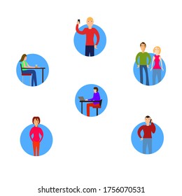 Covid-19 Autoaislamiento en los iconos del vector del signo del hogar. Prevención de Covid-19, Coronavirus. Ilustración del vector 