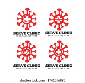 COVID-19 Serve clinic logo bundle