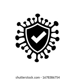 COVID-19 with Shield icon design style on white background, protect from Coronavirus epidemic icon