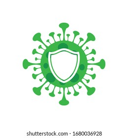 COVID-19 with shield vector icon design style on white background, prevention from Coronavirus epidemic icon