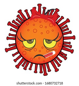 COVID-19 Sick with Fever Girl Red Emoji Vector
