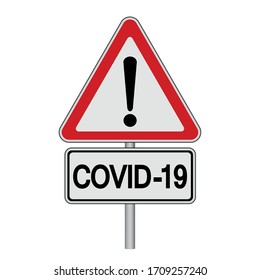 COVID-19 Sign - Stop Coronsvirus - Vector Illustration - Isolated On White Background