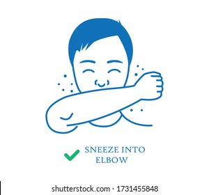 Covid19 Sneeze Cough Into Your Elbow Stock Vector (Royalty Free ...