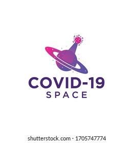 Covid-19 Space Logo Design Konzept für Coronavirus. 