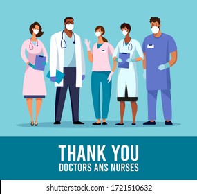 CoVID-19 Spread of the virus. New Coronavirus 2019-nCoV Poster Thank you doctors and nurses. Thanks to the medical team during the coronavirus epidemic. Vector illustration.