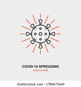 COVID-19 Spreading Colored Line Icon on Isolated Background. COVID-19, Corona Virus, Healthcare, Infection Concept Icon.